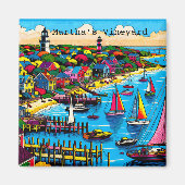Martha's Vineyard | Farbige Abstrakte Kunst Magnet (Vorne)