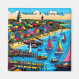 Martha's Vineyard | Farbige Abstrakte Kunst Magnet