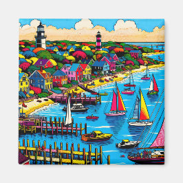 Martha's Vineyard | Farbige Abstrakte Kunst Magnet