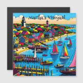 Martha's Vineyard | Farbige Abstrakte Kunst Magnetkarte (Vorne/Hinten)