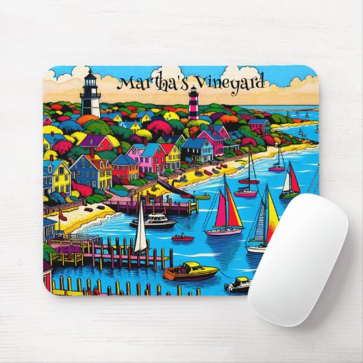 Martha's Vineyard | Farbige Abstrakte Kunst Mousepad (Mit Mouse)