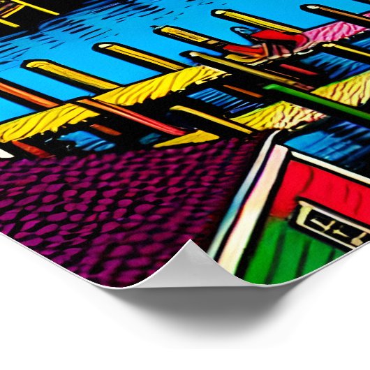 Martha's Vineyard | Farbige Abstrakte Kunst Poster (Ecke)