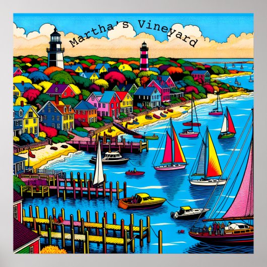 Martha's Vineyard | Farbige Abstrakte Kunst Poster (Vorne)