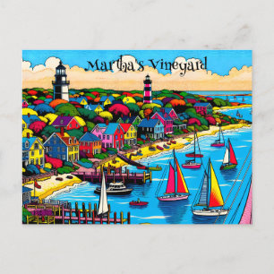 Martha's Vineyard   Farbige Abstrakte Kunst Postkarte