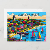 Martha's Vineyard | Farbige Abstrakte Kunst Postkarte (Vorne/Hinten)
