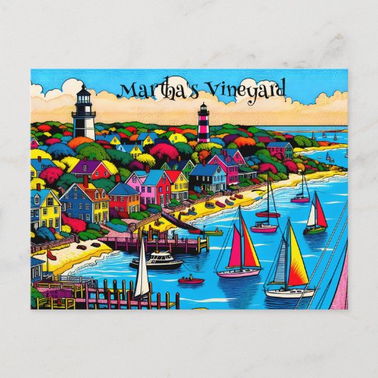 Martha's Vineyard | Farbige Abstrakte Kunst Postkarte (Vorderseite)