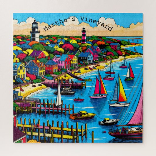Martha's Vineyard | Farbige Abstrakte Kunst Puzzle (Vertikal)