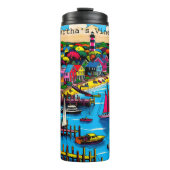 Martha's Vineyard | Farbige Abstrakte Kunst Thermosbecher (Vorderseite)