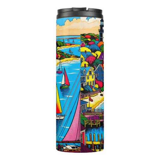 Martha's Vineyard | Farbige Abstrakte Kunst Thermosbecher (Rückseite)