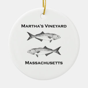 Martha's Vineyard-Goldmakrele Keramik Ornament