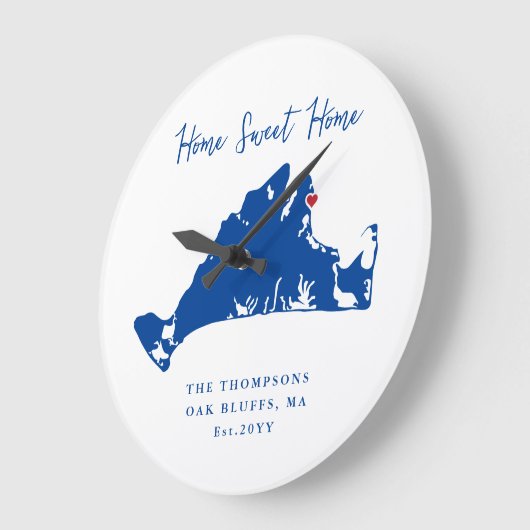 Martha's Vineyard Housewarming Gift Oak Bluffs Große Wanduhr (Winkel)