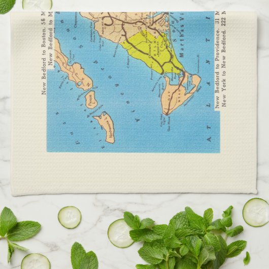Martha's Vineyard Island Auto Karte Geschirrtuch (Gefaltet)