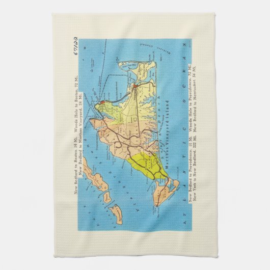 Martha's Vineyard Island Auto Karte Geschirrtuch (Vertikal)