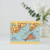 Martha's Vineyard Küstenkarte Postkarte (Stehend Vorderseite)
