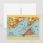 Martha's Vineyard Küstenkarte Postkarte (Vorne/Hinten)
