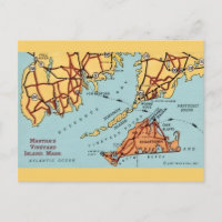 Martha's Vineyard Küstenkarte Postkarte