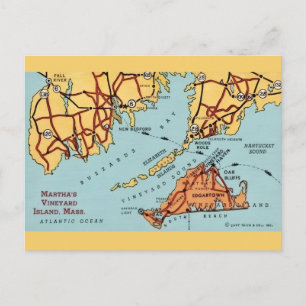 Martha's Vineyard Küstenkarte Postkarte