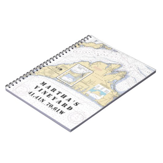 Martha's Vineyard Latitude Longitude Boater Notizblock (Linke Seite)