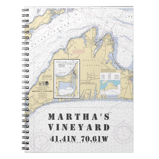 Martha's Vineyard Latitude Longitude Boater Notizblock (Vorderseite)