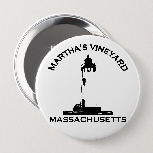 Martha's Vineyard-"Leuchtturm-" Entwurf Button (Vorne & Hinten)