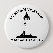 Martha's Vineyard-"Leuchtturm-" Entwurf Button (Vorderseite)