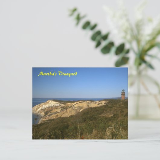 Martha's Vineyard Lighthouse and Clay Cliffs Postkarte (Stehend Vorderseite)