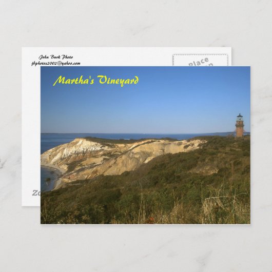 Martha's Vineyard Lighthouse and Clay Cliffs Postkarte (Vorne/Hinten)
