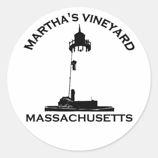 Martha's Vineyard "Lighthouse" Design. Runder Aufkleber (Vorderseite)