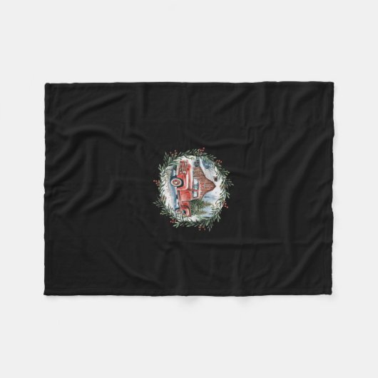 Martha's Vineyard Ma Christmas Trees Red Truck Bla Fleecedecke (Vorderseite (Horizontal))