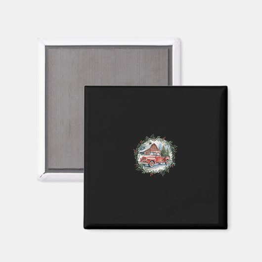Martha's Vineyard Ma Christmas Trees Red Truck Bla Magnet (Vorderseite/Rückseite)
