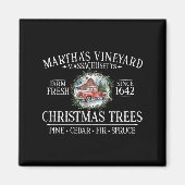 Martha's Vineyard Ma Christmas Trees Red Truck Whi Magnet (Vorne)