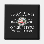 Martha's Vineyard Ma Christmas Trees Red Truck Whi Magnet (Vorne)