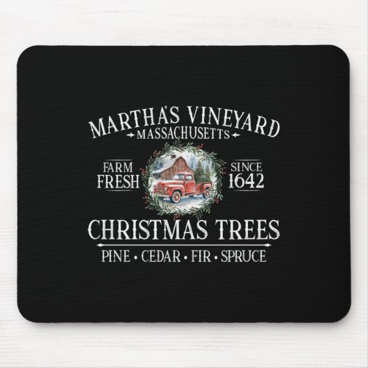 Martha's Vineyard Ma Christmas Trees Red Truck Whi Mousepad (Vorne)