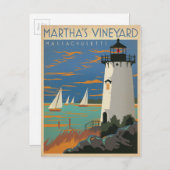 Martha's Vineyard, MA - Leuchtturm Postkarte (Vorne/Hinten)