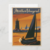Martha's Vineyard, MA - Sailboat Postkarte (Vorne/Hinten)