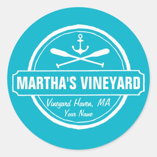 Martha's Vineyard, MA town, name, nautischer Anker Runder Aufkleber (Vorderseite)