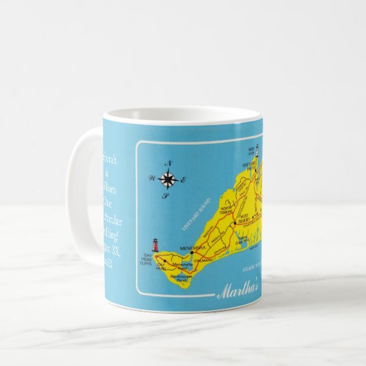 Martha's Vineyard Map Custom Tasse (Vorderseite Links)