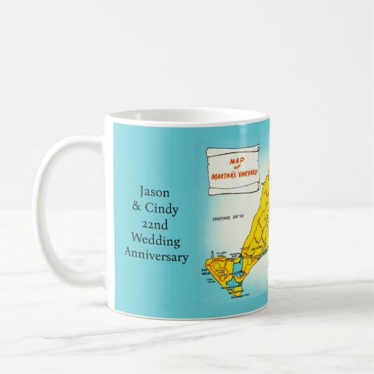 Martha's Vineyard Map Custom Tasse (Links)