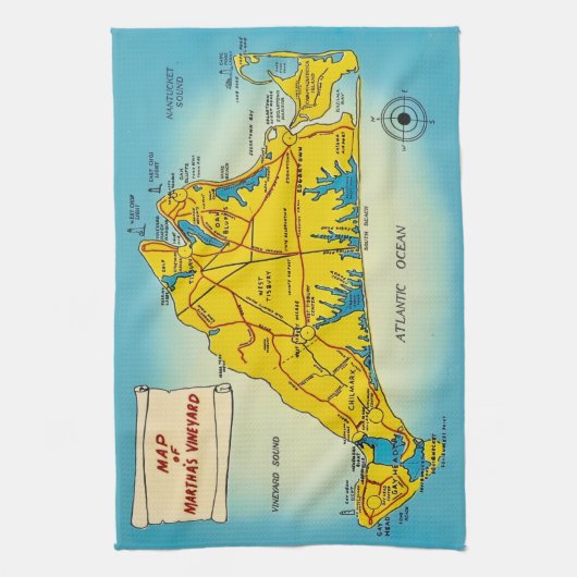 Martha's Vineyard Map  Geschirrtuch (Vertikal)