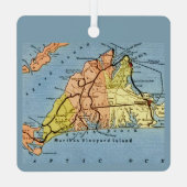 Martha's Vineyard Map Ornament Aus Metall (Rückseite)