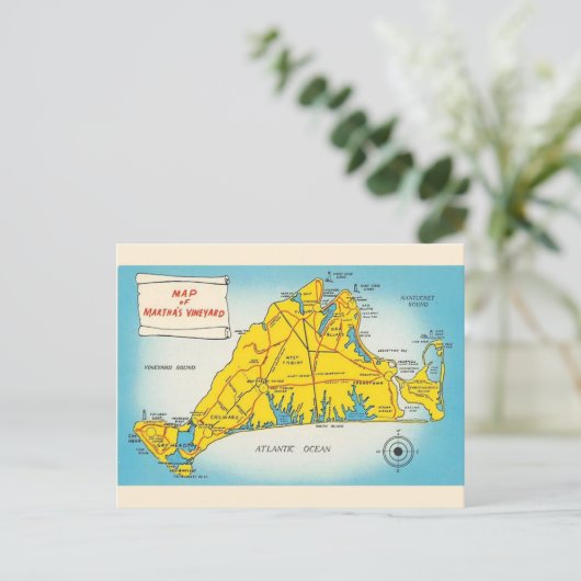Martha's Vineyard Map Postkarte (Stehend Vorderseite)
