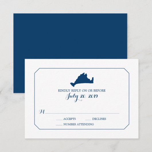 Marthas Vineyard Map Wedding RSVP Karte (Vorne/Hinten)