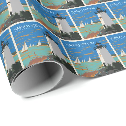 Martha's Vineyard, Massachusetts | Leuchtturm Geschenkpapier (Rolleneckpunkt)