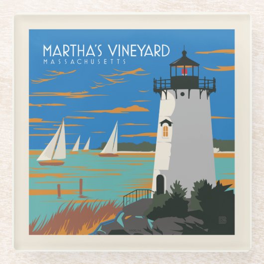 Martha's Vineyard, Massachusetts | Leuchtturm Glasuntersetzer (Vorderseite)