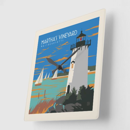Martha's Vineyard, Massachusetts | Leuchtturm Quadratische Wanduhr (Winkel)