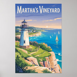 Martha's Vineyard Massachusetts Leuchtturm Reise Poster