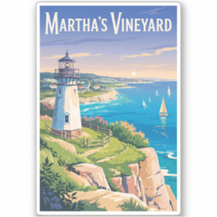 Martha's Vineyard Massachusetts Lighthouse Travel Aufkleber