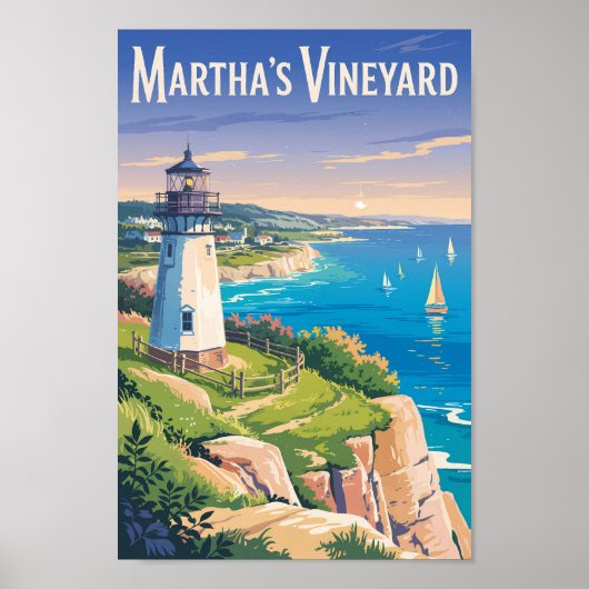 Martha's Vineyard Massachusetts Lighthouse Travel Poster (Vorne)