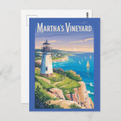 Martha's Vineyard Massachusetts Lighthouse Travel Postkarte (Vorne/Hinten)