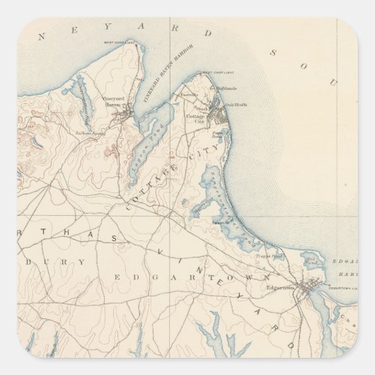 Martha's Vineyard, Massachusetts Quadratischer Aufkleber (Vorderseite)
